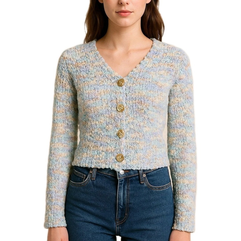 New! JESSICA SIMPSON Size‎ Small V-Neck Colorful Plush Knit Cardigan Sweater